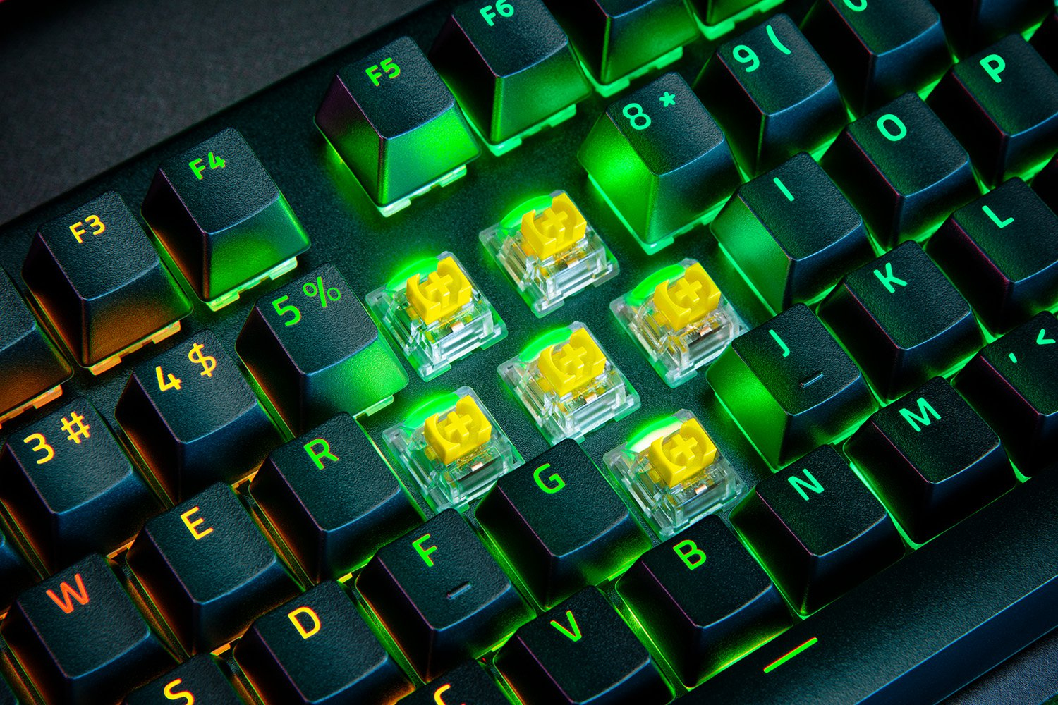 Razer BlackWidow V4 Pro Gaming Keyboard 8 Macro Keys Media Buttons Command Dial Yellow Switches Chroma RGB USA Layout QWERTY ISO