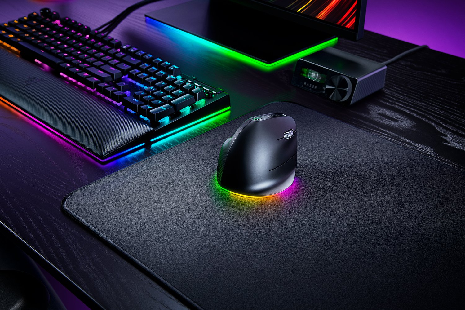 Razer Pro Click V2 Vertical Maus Universal rechts RF Wireless + Bluetooth + USB Type-C Optisch 30000 DPI