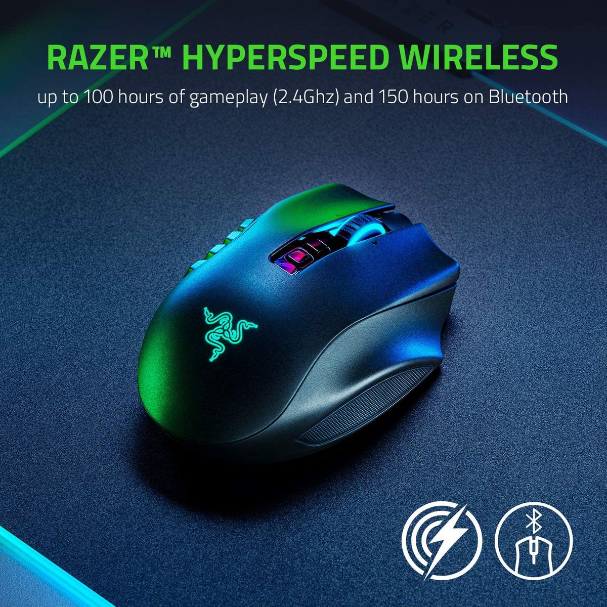 Razer Naga Pro Gaming Mouse Dual Wireless 20.000 DPI Modular RGB MOBA/MMO/FPS