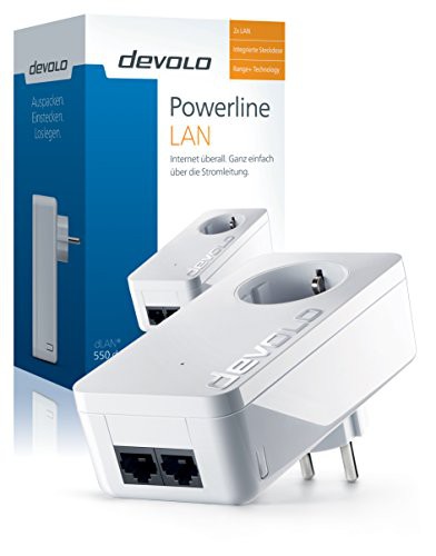 DEVOLO dLAN 550 duo+ Powerlan Adapter (500 Mbit/s Ergu00e4nzung LAN Port) white - Plug-Type F (EU)