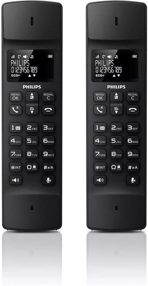 Philips M4502R/34 Schnurloses Festnetztelefon, 4,1 cm LCD-Display, Hintergrundbeleuchtung, Freisprecheinrichtung, HQ-Sound, kompakt, Rot