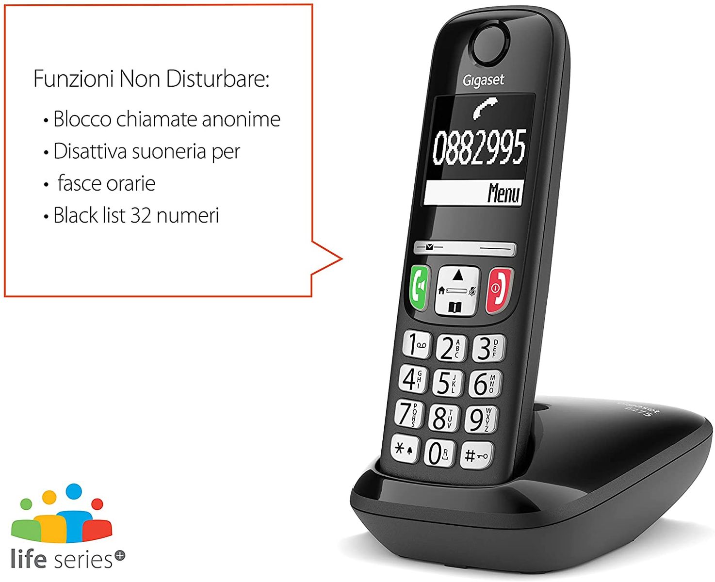 Gigaset E275 Das Neue schnurlose Telefon großen Tasten große Zahlen Starke Klingeltöne. Italien