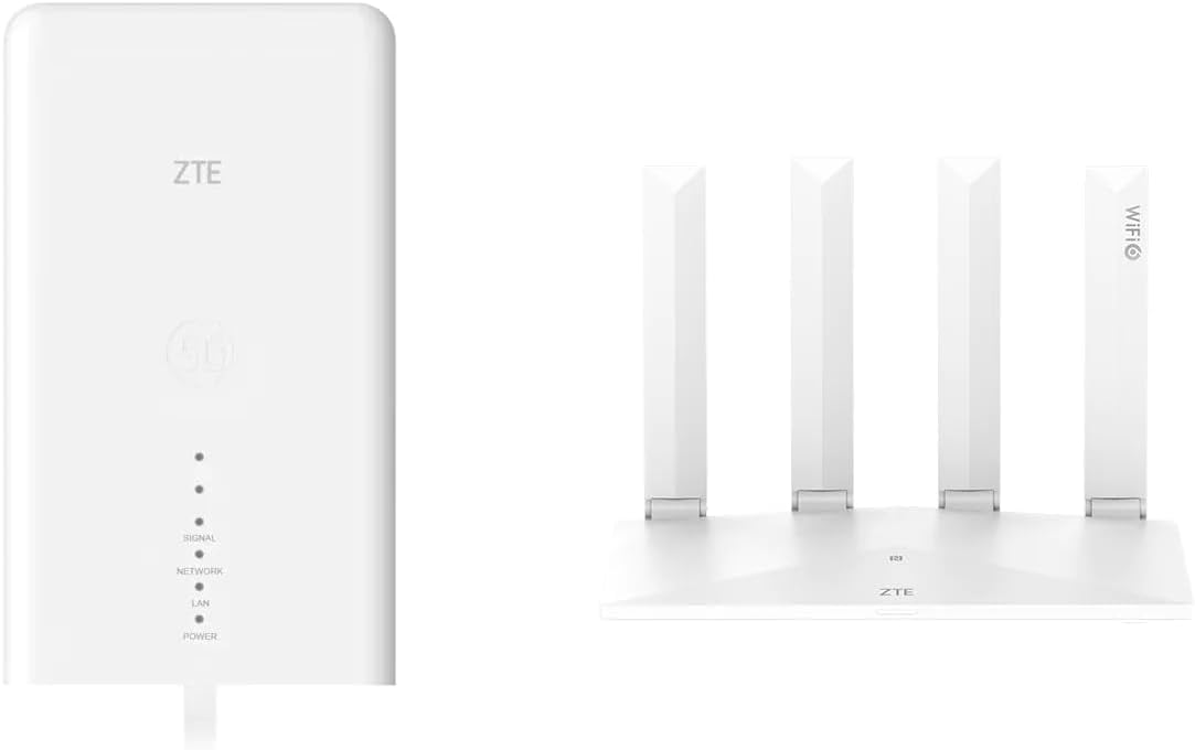 ZTE MC889+T3000 5G Outdoor Router mit Antenne, WiFi 6, Mobilfunk Router, Dualband, wetterfest, weiß