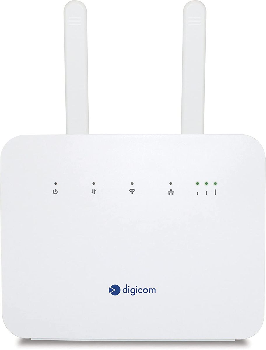 Digicom 4G+ LiteRoute Plus Router 4.5G CAT6 300Mbps, WLAN AC1200 Dual-Band, 4 Ports (3LAN - 1LAN/WAN) Gigabit, Keine Konfiguration erforderlich.