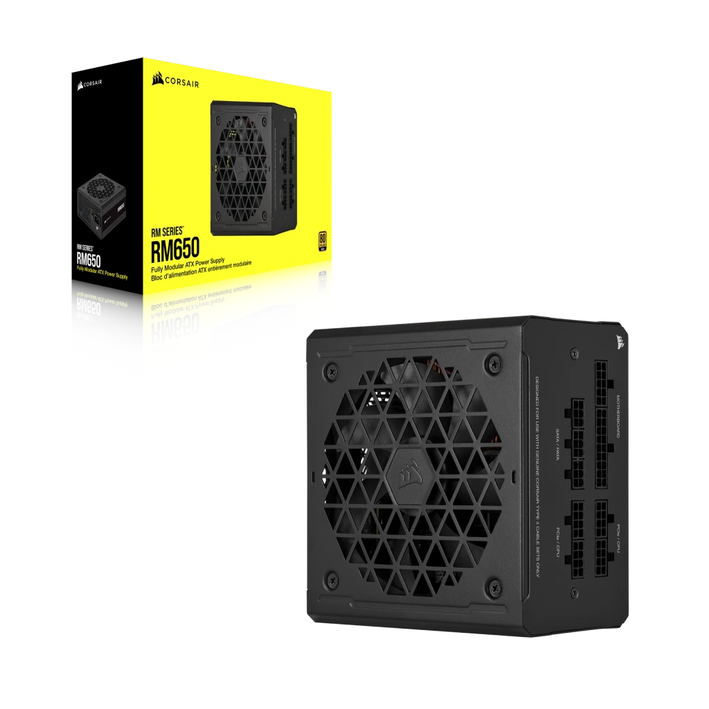Corsair RM650 RM Series 650 W ATX Netzteil, 80 PLUS Gold, Vollmodular, 12 cm Lüfter, 24-pin ATX, Schwarz