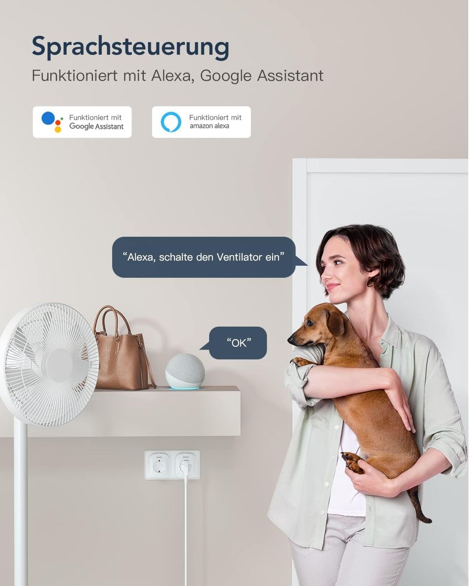 GNCC WLAN Smart Steckdose GNCC mit Energieverbrauchskontrolle Fernbedienung & Sprachsteuerung, Intelligente Steckdose Funktioniert mit Alexa/Google Home, Nur 2.4GHz WIFI, 16A 3680W
