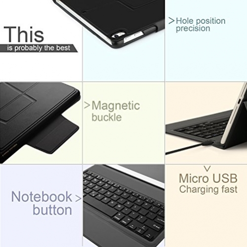 IVSO Bluetooth Tastatur Case für Apple iPad Pro 10.5 Tablet Schwarz DE-Layout
