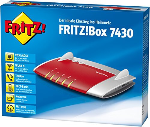 AVM FRITZ!Box 7430 VDSL-/ADSL2+ WLAN N 450 MBit/s 2,4 GHz TK-Anlage für Voice over IP DECT-Basis Mediaserver