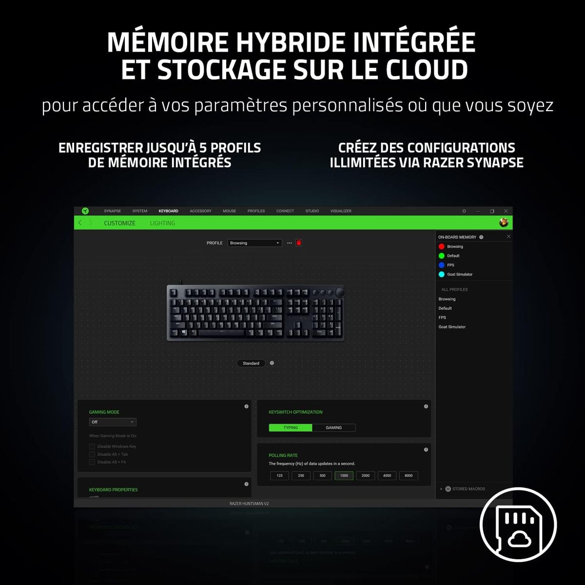 Razer Huntsman V2 Gaming Keyboard Optical Red Switches Chroma RGB FRA Layout AZERTY