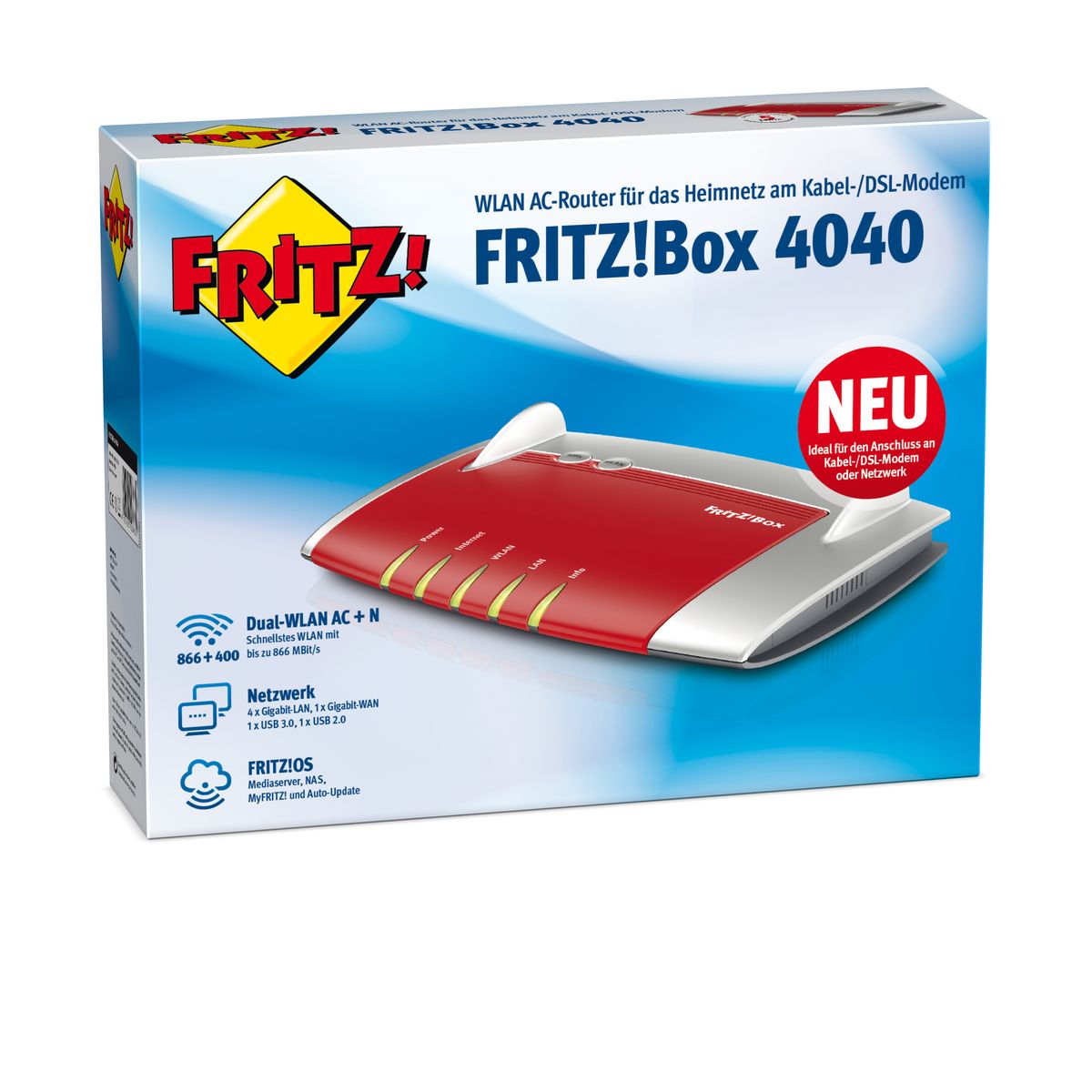 Avm FRITZ!Box 4040 Dual-band 2.4 GHz 5 GHz Gigabit Ethernet Rot