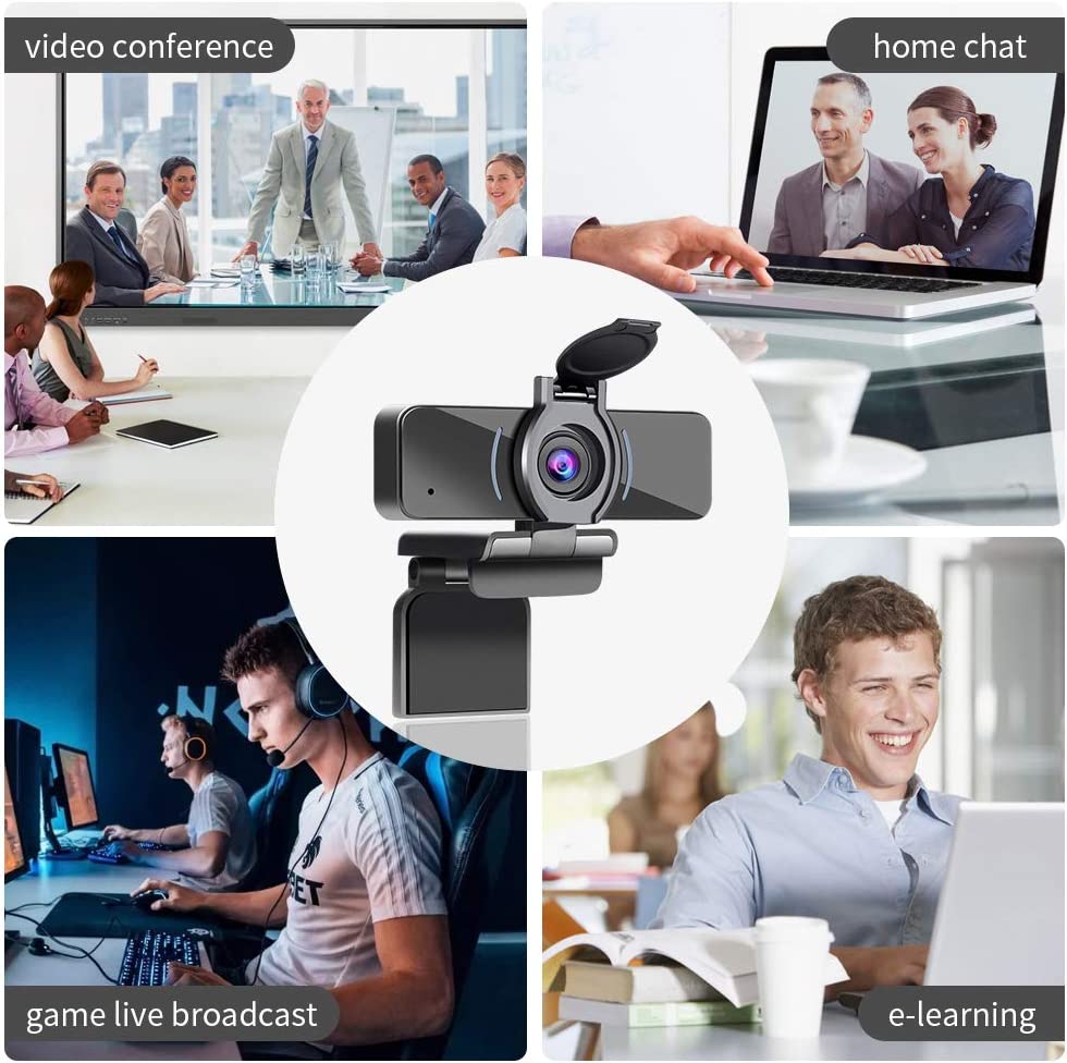 Dericam Webcam 1080P Webcam mit Mikrofon, USB Computer Webkamera, Plug and Play Desktop und Laptop Webcam für Windows Mac OS, für Videoanrufe, Streaming, Konferenz, Spiele, Online Unterricht