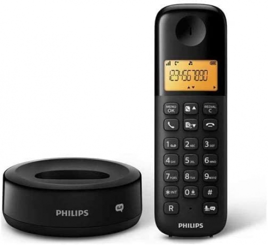 Philips Schnurloses Telefon D1651B/01 DECT Telefon Haustelefon Festnetzanschluss Anrufbeantworter D1651B/01 Single