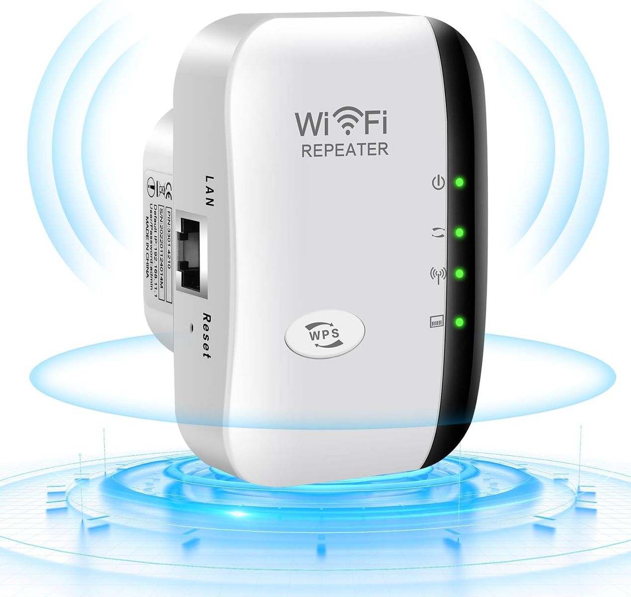 GARMEE WLAN Repeater mit 300 Mbps - WLAN Verstärker WiFi Extender Booster 2,4GHz WiFi Extender mit Repeater/AP Modus und WPS-Funktion Internet Verstärker bis zu 3000qm und 30 Geräte (weiß)