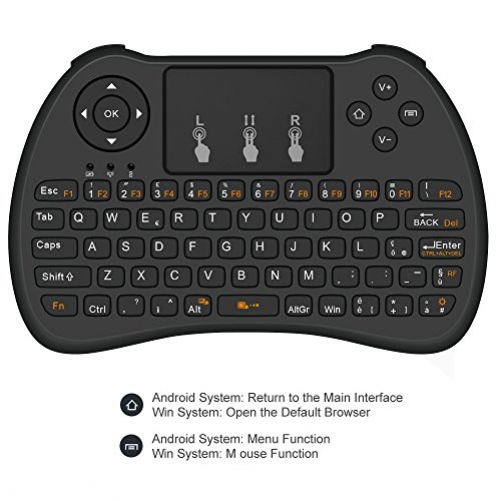 AERB Kabellose 2.4 GHz Mini-Tastatur mit Touchpad für PC Pad Xbox 360 PS3 Google Android TV Box HTPC/IPTV u2013 Schwarz