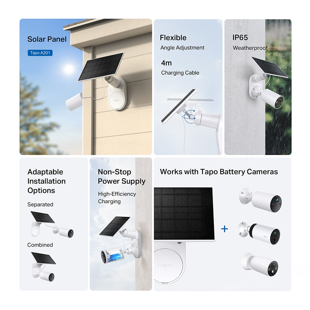 TP-Link Tapo A201 Solarmodul USB, 2,5 W, IP65, Weiß, V2.0