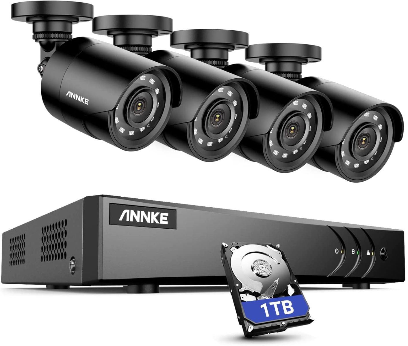 ANNKE Security Camera Set 4CH 5MP 5-in-1 DVR 2X 1080P Motion Alarm Remote Access