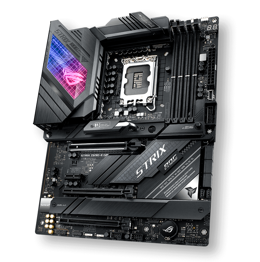 ASUS ROG STRIX Z690-E GAMING WIFI Mainboard, Intel Z690 LGA1700, ATX, DDR5, PCIe 5.0, M.2 NVMe, Wi‑Fi 6E, 2.5Gb Ethernet, Bluetooth 5.2, 7.1 Audio