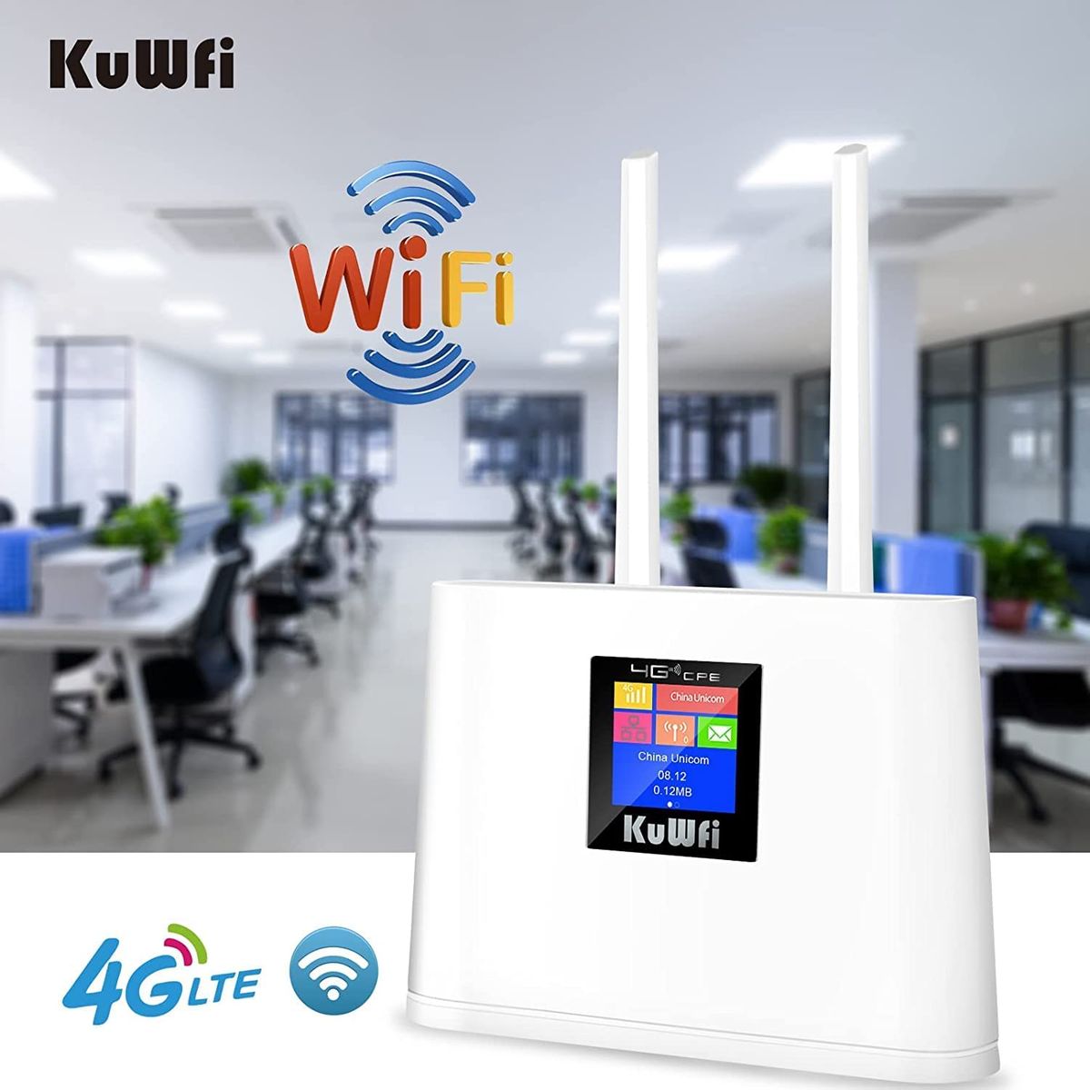 ‎KuWFi 4g LTE Router SIM Karte KuWFi 300Mbps Wireless WLAN Router SIM-Steckplatz Für Zuhause/Büro Unterstützt B1/B3/B5/B7/B8/B20 Unterstützt 10-20 WiFi-Benutzer