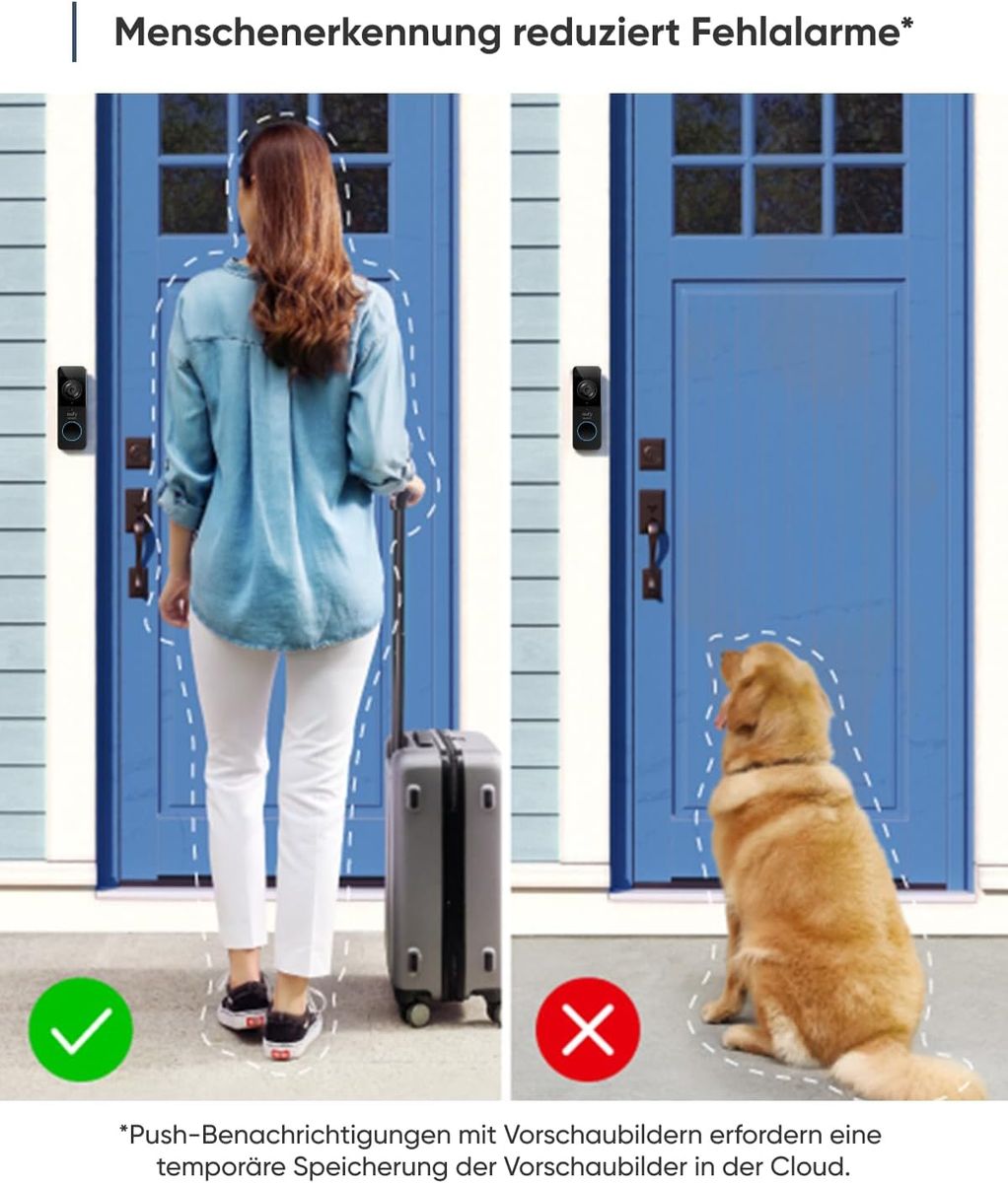 eufy Security S220 Kabellose Video-Türklingel, Akku, 2K HD, Personenerkennung, Zwei-Wege-Audio, HomeBase 2 erforderlich, Nachtsicht, Wetterfest