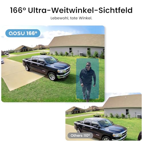 AOSU C7P2BH11 2K Außen-Überwachungskamera 2er-Set mit aosuBase 32GB Solar Akku Farb-Nachtsicht 166° Weitwinkel Bewegungserkennung Licht- & Tonalarm 2-Wege-Audio 2,4/5GHz WLAN