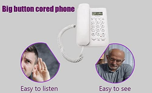 N-INC Schnurgebundenes Telefon mit großer Taste ，Home Hotel Freisprechen Langlebiges Telefon Büro Festnetztelefon mit Speicherschutz/Wandmontage/Lauter Klingelton für Senioren, ältere Menschen (Weiß)
