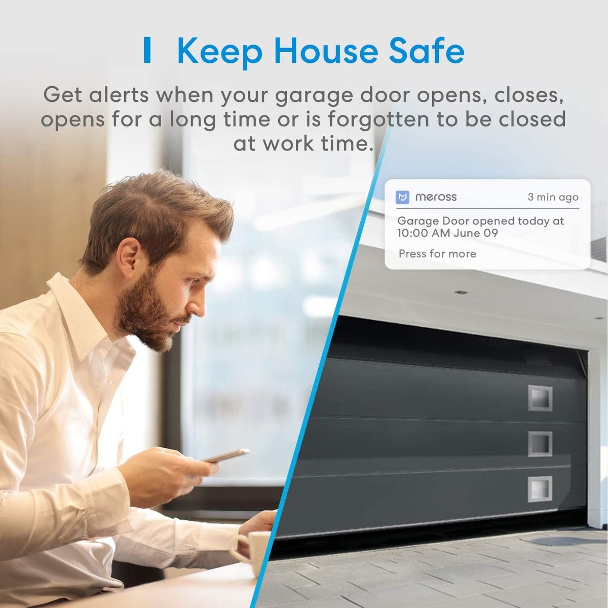 meross Smart WLAN Garagentoröffner APP-Steuerung Kompatibel Alexa Google Assistant SmartThings kein Hub erforderlich Single