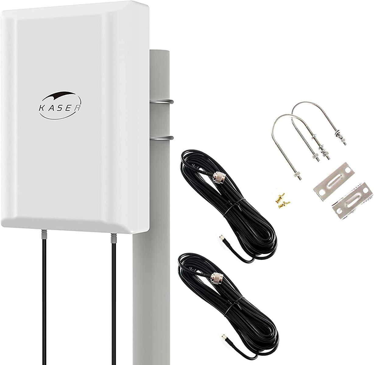 KASER 4G LTE 5G Antenne Outdoor Mimo Richtantenne 698-2700 | 3300-3800 MHz Bis zu 12dBi Verstärkung kompatibel 5g 4g Router N-SMA Ausgang mit TS9 adapter Inklusive Verlustarme Kabel 10 Meter -Model V3