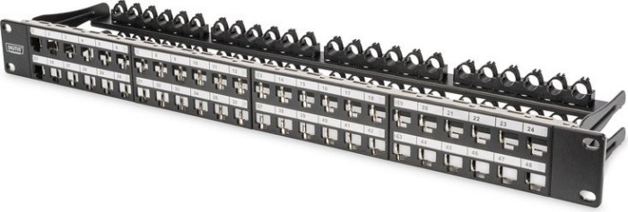 Digitus Modular Patch Panel, shielded 48-port, label field, 1U, rack mount, color black RAL 9005