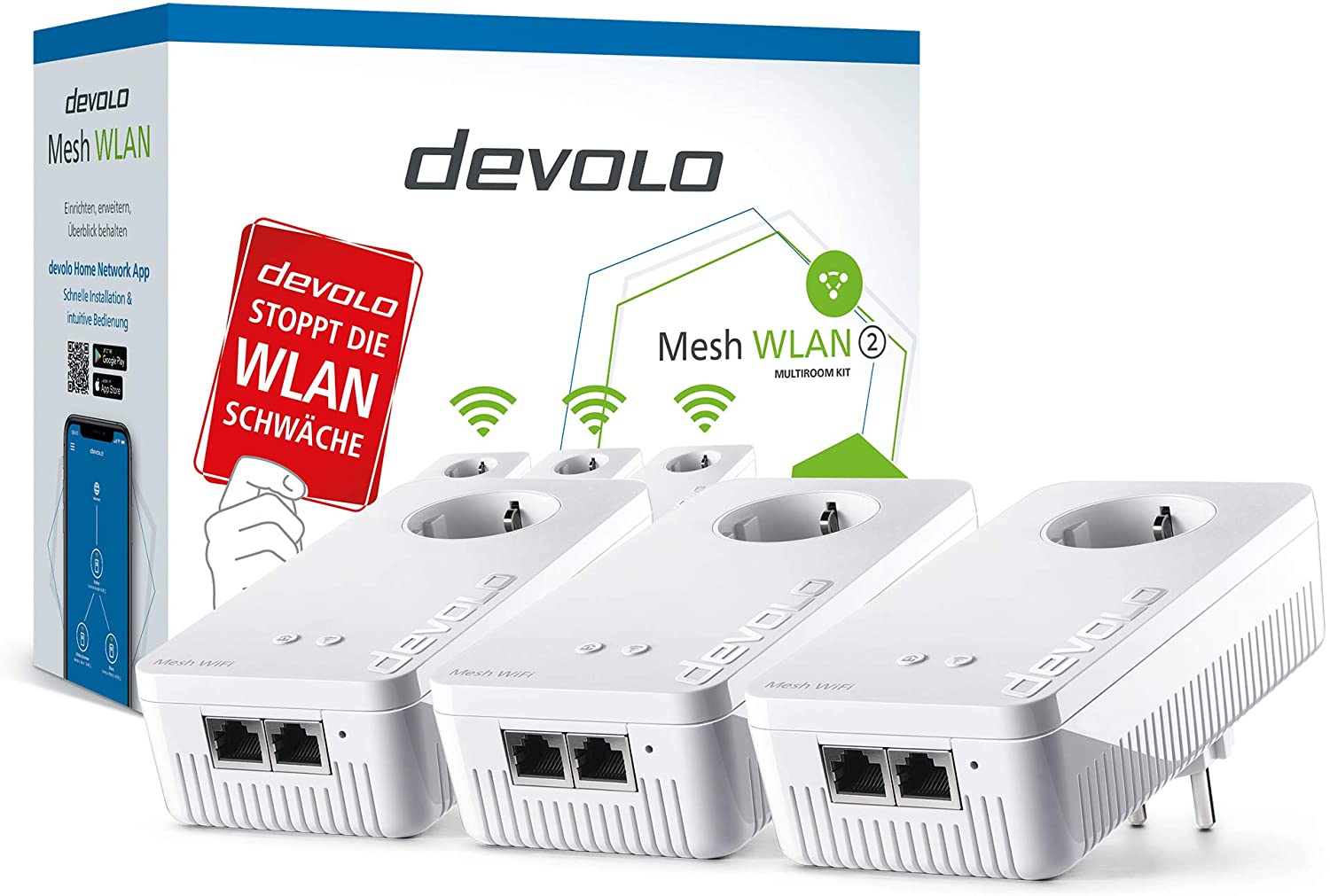 Devolo Mesh WLAN 2-1200 Wi-Fi ac Multiroom Kit for Cross-Spacing Mesh Tri-Band