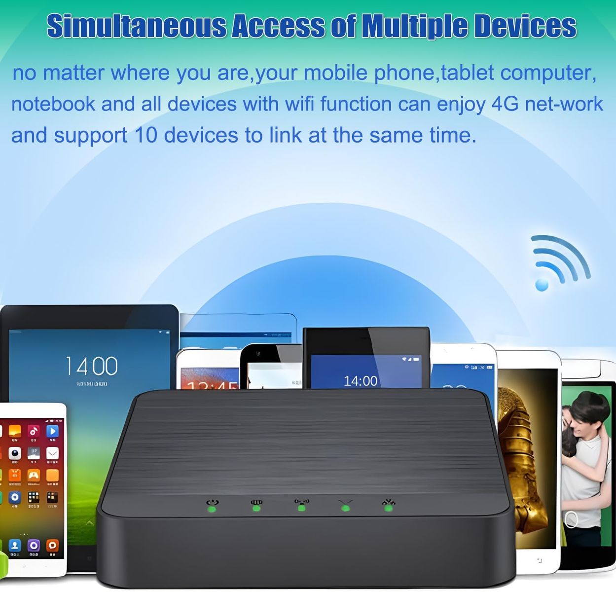 Generico T-CPE301K Mobiler 4G LTE Router, SIM, 300 Mbps, USB-C, WPA3, Plug & Play, 2x Gigabit Ethernet, integrierte Antenne, bis 200 m² WLAN