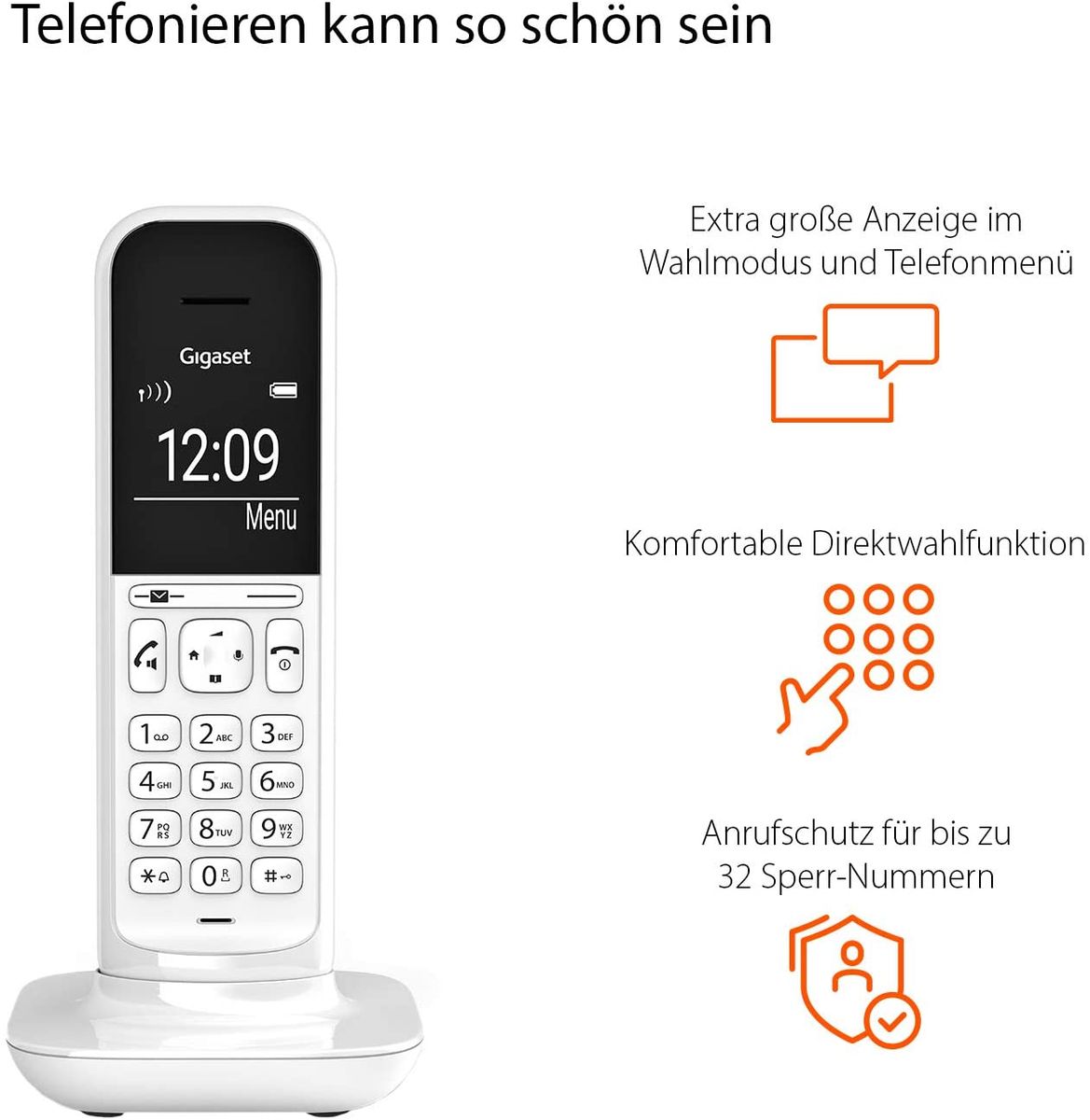 Gigaset CL390HX DECT-Mobilteil Schnurloses Senioren-Telefon für Router