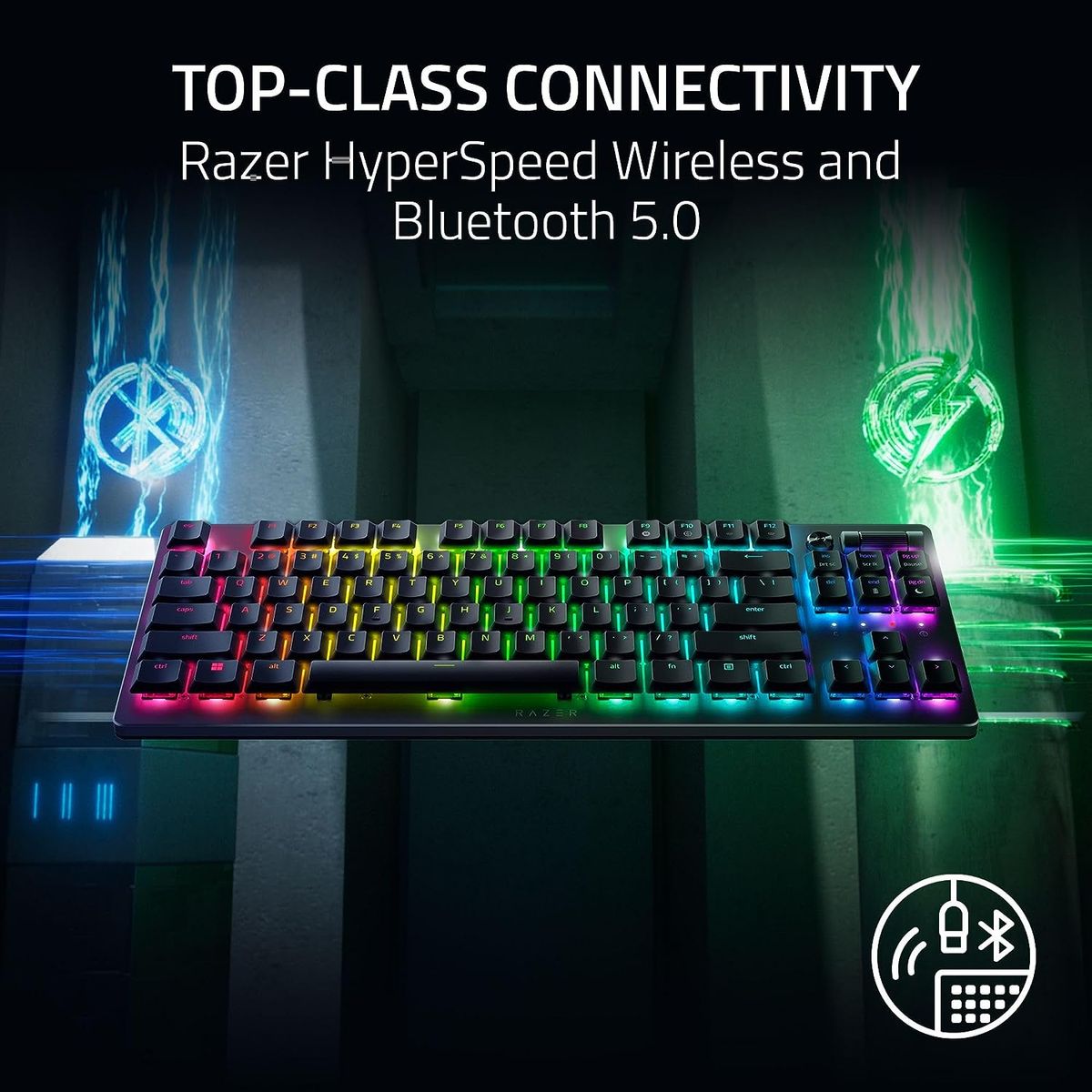 Razer DeathStalker V2 Pro TKL Gaming Keyboard Dual Wireless Optical Red Switches RGB USA Layout QWERTY ISO