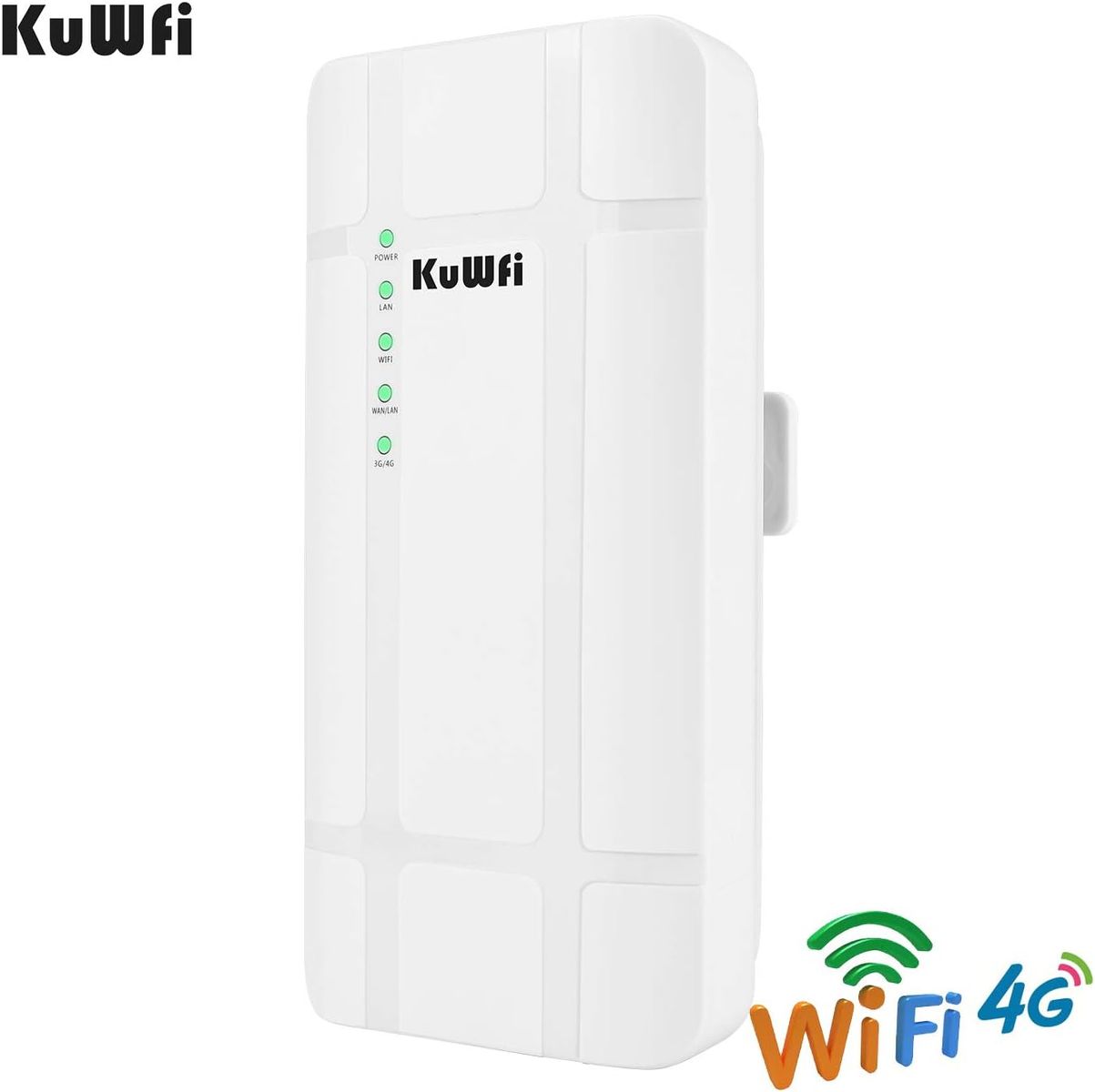 KuWFi 4G SIM Router, KuWFi 300 Mbps 4G LTE CPE Router mit POE Adapter Outdoor LTE Router CAT4 mit SIM Card Slot Wasserdicht WiFi Router für IP Kamera/Outside WiFi Coverage
