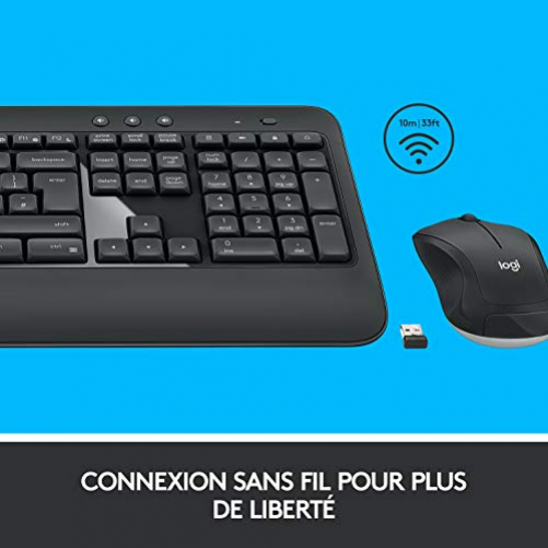 Logitech Advanced MK540 USB Deskset Tastatur Maus schwarz weiß FR-Layout