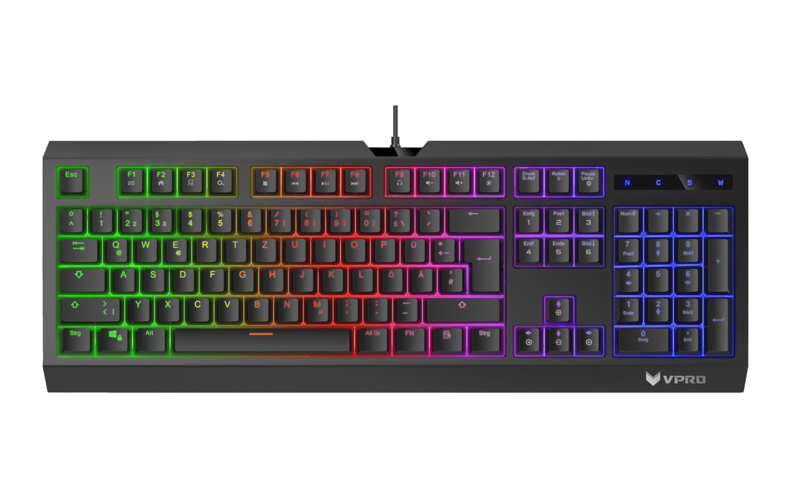 Rapoo V56S Wired Gaming Tastatur mit RGB-Beleuchtung DE-Layout