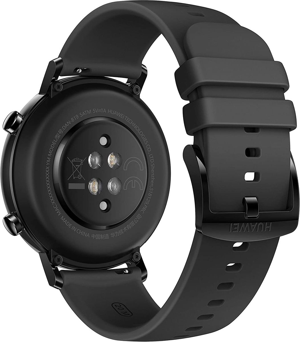 HUAWEI Watch GT 2 Smartwatch (42 mm Full-Color-AMOLED Touchscreen, SpO2-Monitoring, Herzfrequenzmessung, Musik Wiedergabe, 5ATM wasserdicht, GPS) Night Black 42 mm Night Black