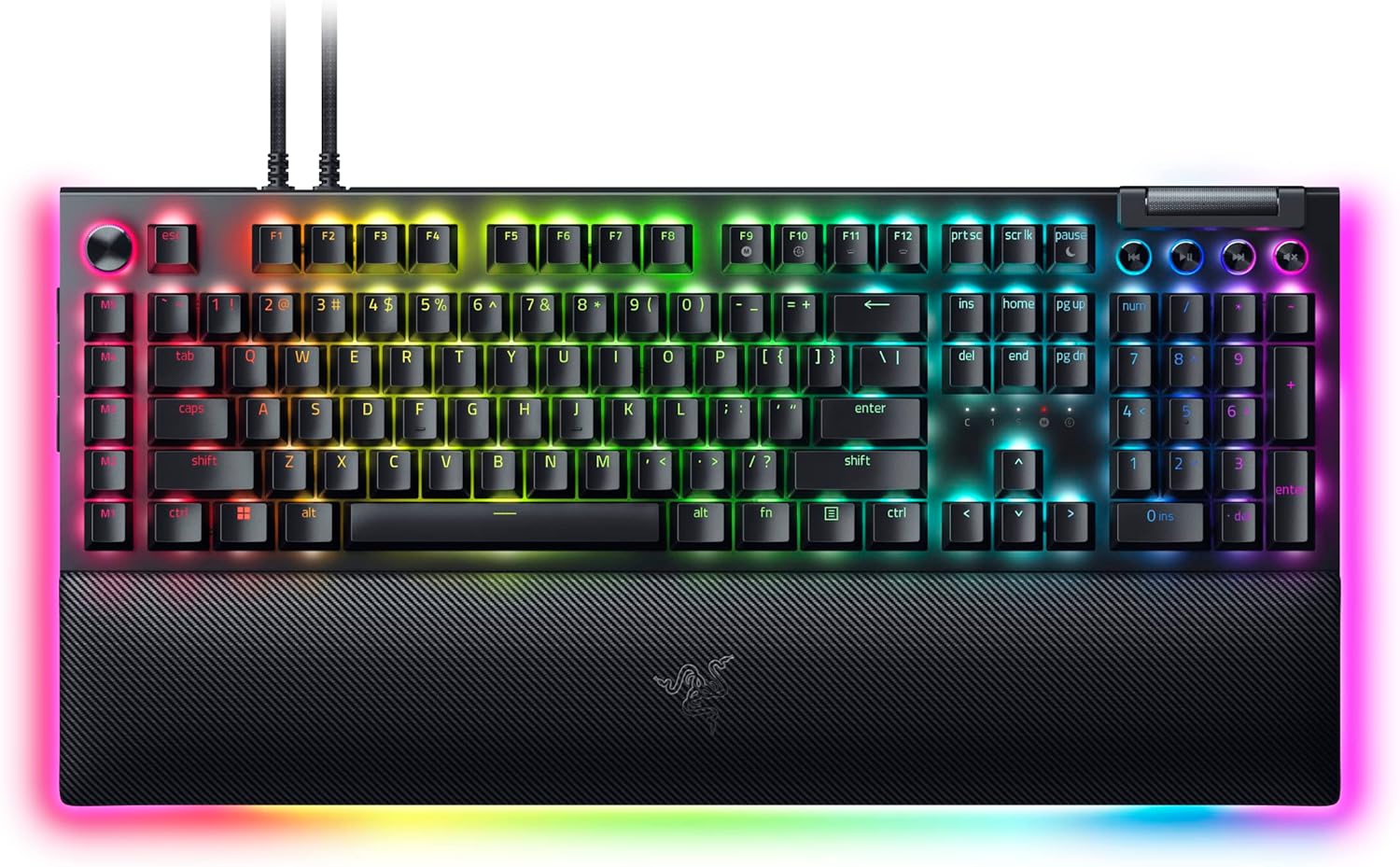 Razer BlackWidow V4 Pro Wired Mechanical Gaming Keyboard: Gelbe Schalter Linear & Silent - Doubleshot ABS Keycaps - Command Dial - Chroma RGB - Magnetische Handballenauflage - Snap Tap - (USA Layout - QWERTY)