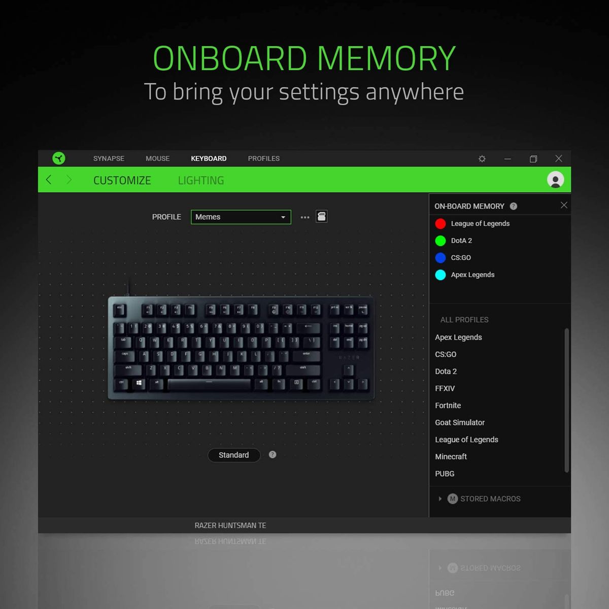 Razer Huntsman TE Gaming Keyboard Optical Red Switches TKL RGB UK Layout QWERTY