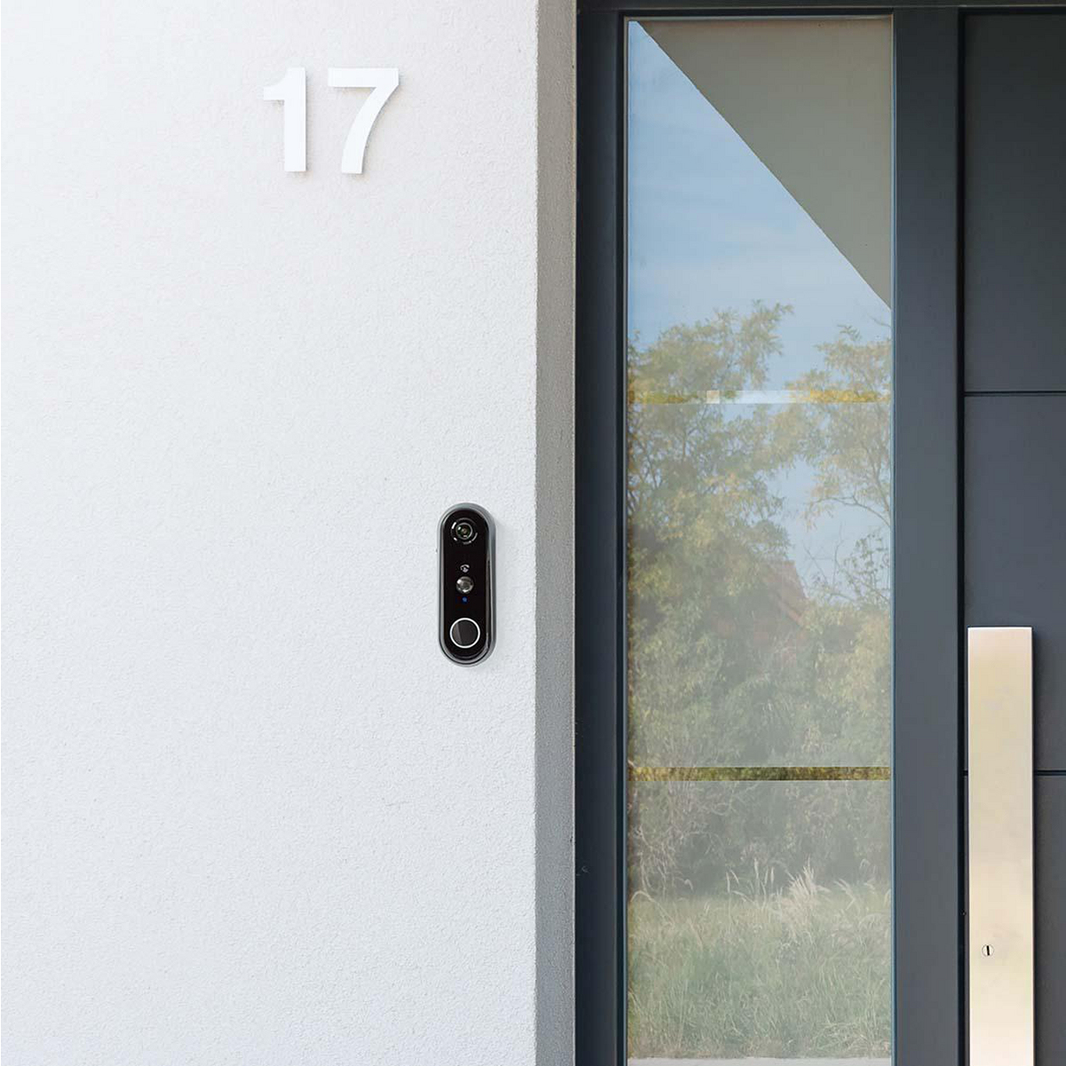 Nedis WIFICDP20GY Video-Türklingel mit Kamera, WLAN, Akku 5200 mAh, Nachtsicht, 180° Blickwinkel, SIP-Videoanruf, 1080 x 1080, Schwarz, IP54