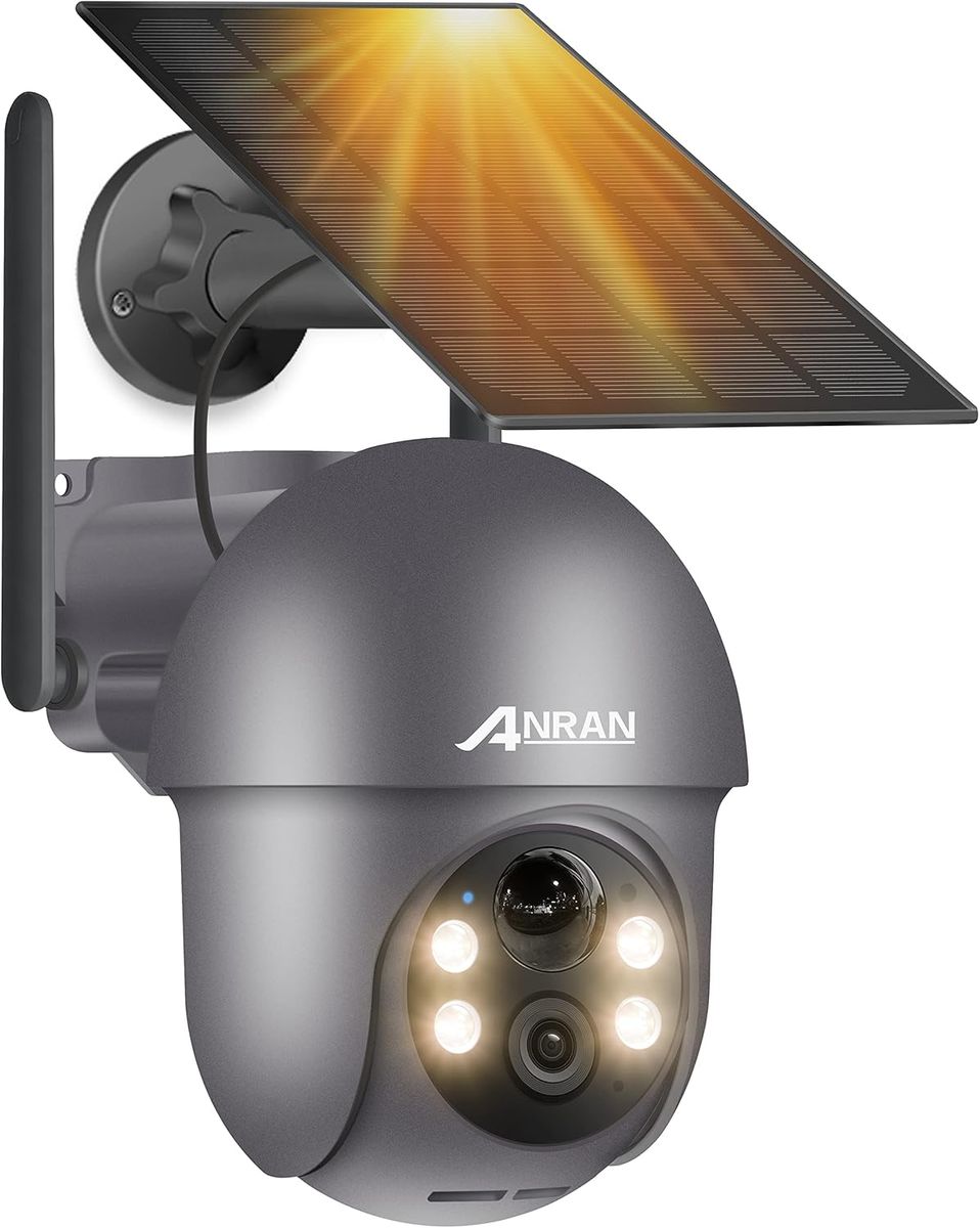 ANRAN Q01 Max Grigio 5MP Akku Solar Außen Überwachungskamera, Kabellos, PIR Bewegungserkennung, Farb-Nachtsicht, 360°, Alexa, Grau