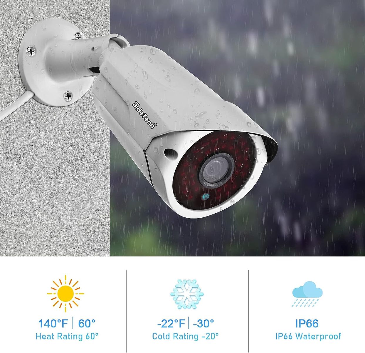 JideTech 5MP PoE Überwachungskamera Aussen - Kamera Outdoor, IP66 Wetterfest, 20m Nachtsicht, Zwei-Wege-Audio, Sicherheitskamera mit Bewegungserkennung, H.265 Video-Kompression, BC01-5MP