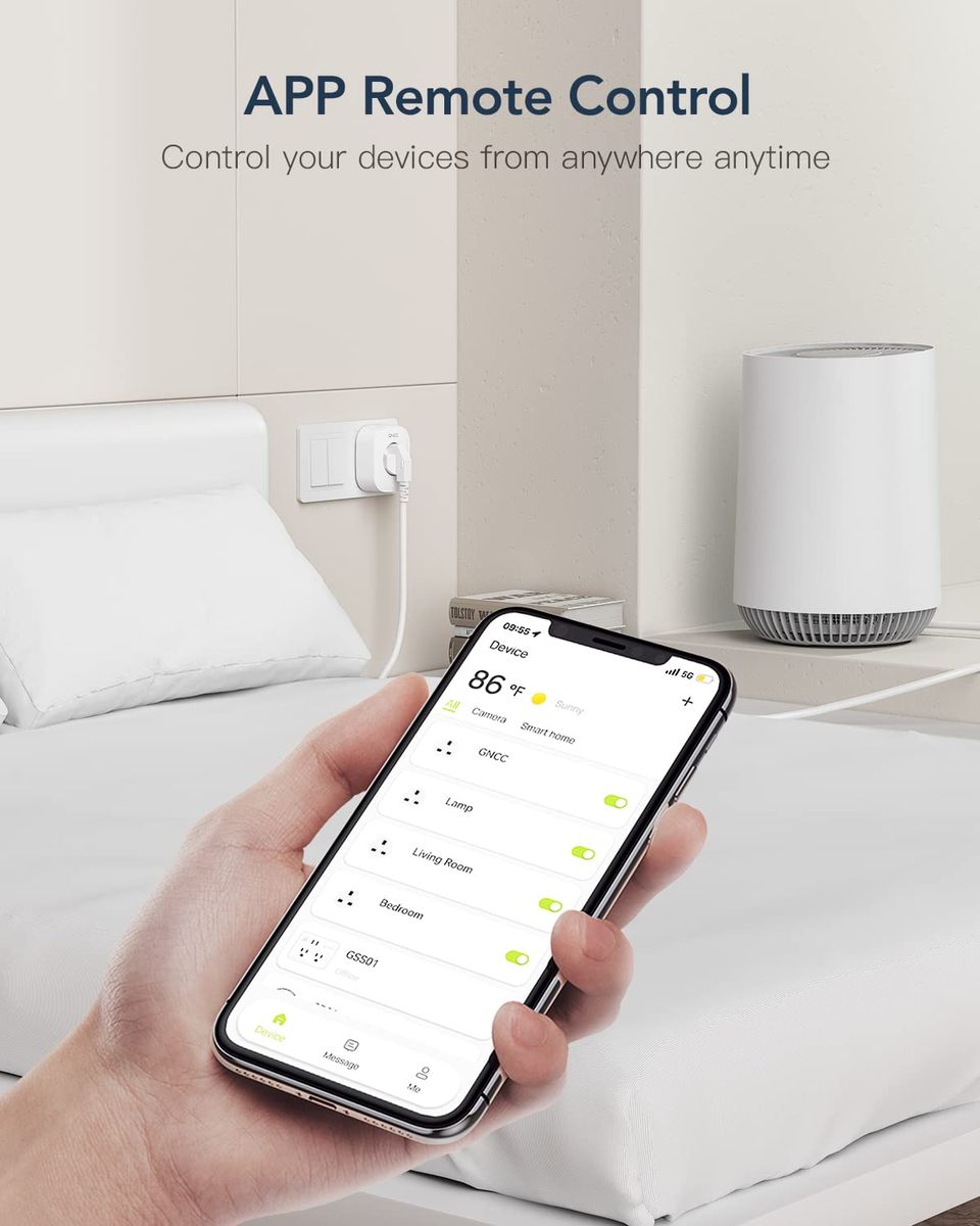 GNCC WLAN Steckdose mit Stromverbrauch, Alexa Steckdose 4er Pack, , Smart Steckdose Kompatibel mit Alexa & Google Home, Fernbedienung, Sprachsteuerung, 16A, Weiß
