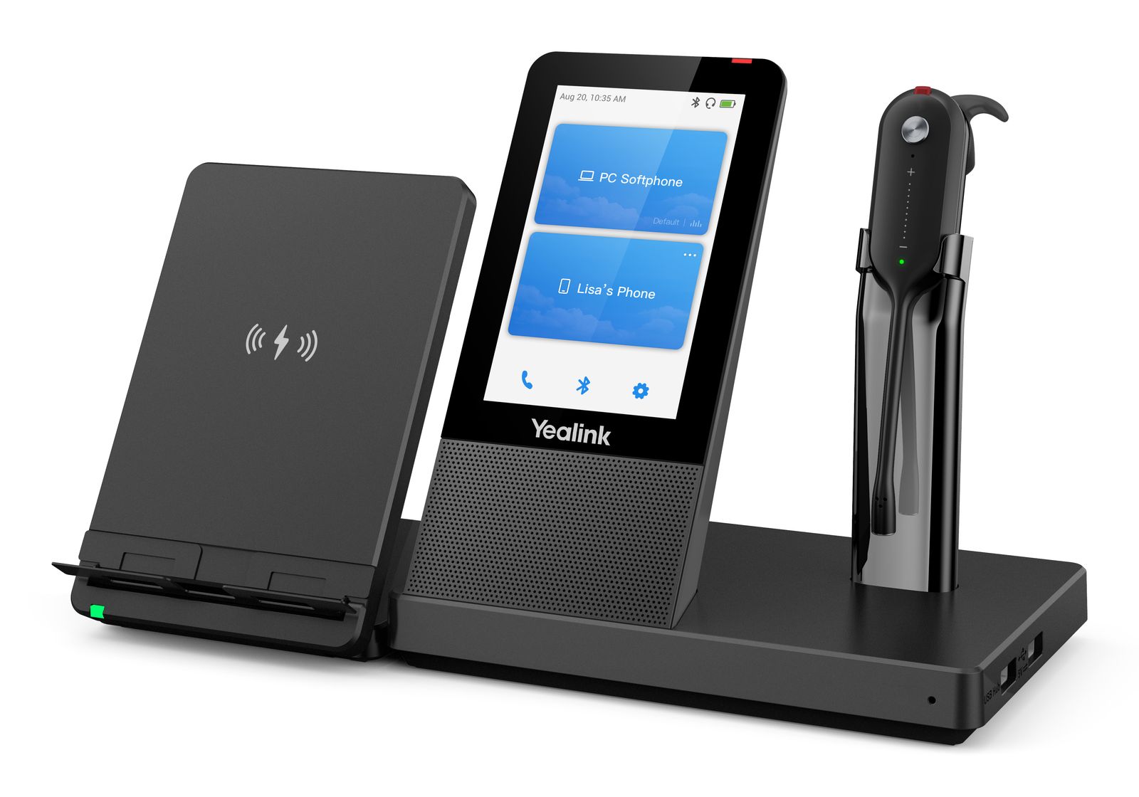 Yealink WH67 UC Kopfhörer Kabellos Ohrbügel, Kopfband, Nackenband Büro/Callcenter Bluetooth Ladestation Schwarz