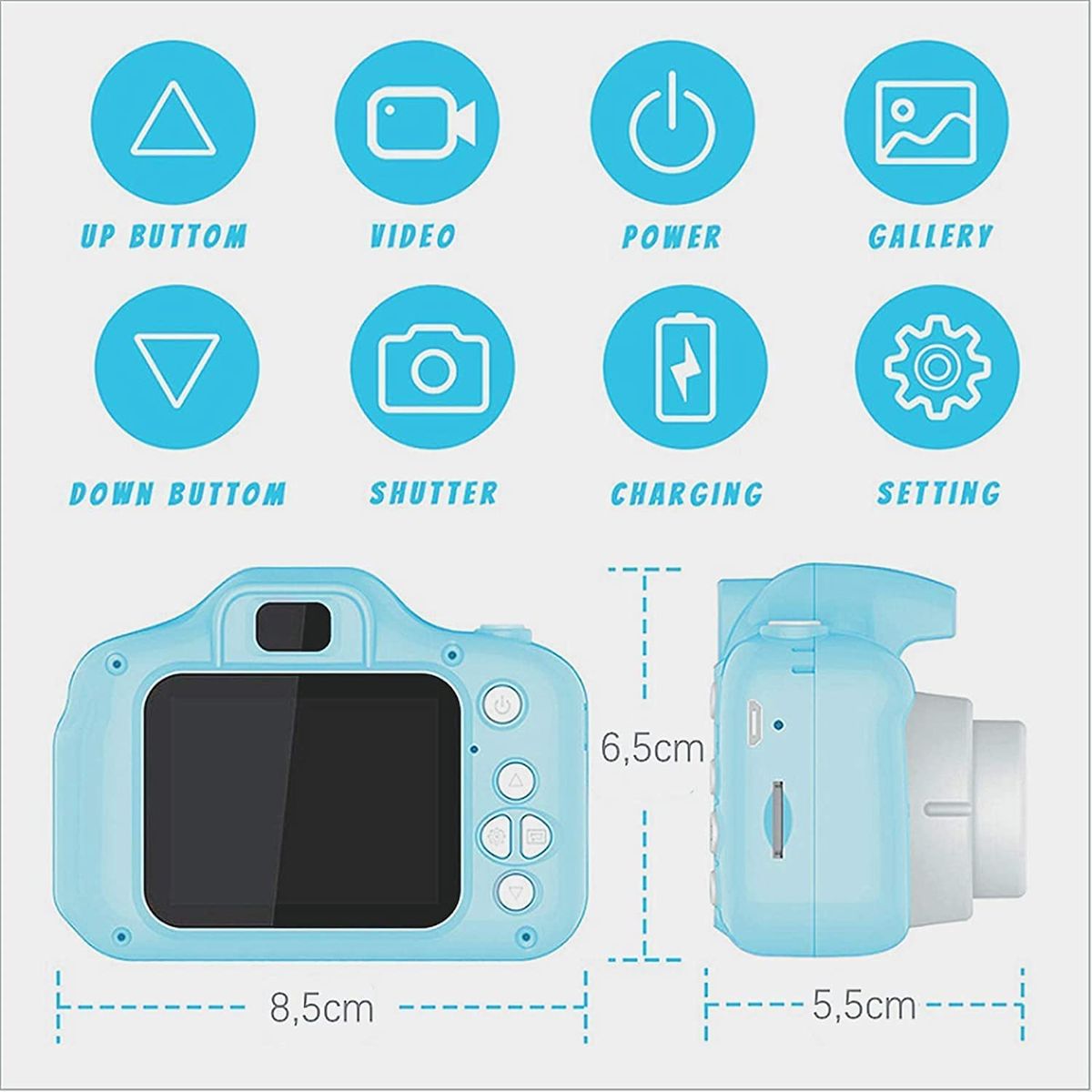 Kinderkamera Digitalkamera Spielzeug 2 Zoll HD-Bildschirm 1080P 32GB TF-Karte Video Fotoapparat Spiele Mehere Fotomodi Geschenke Jungen Mädchen (Blau)