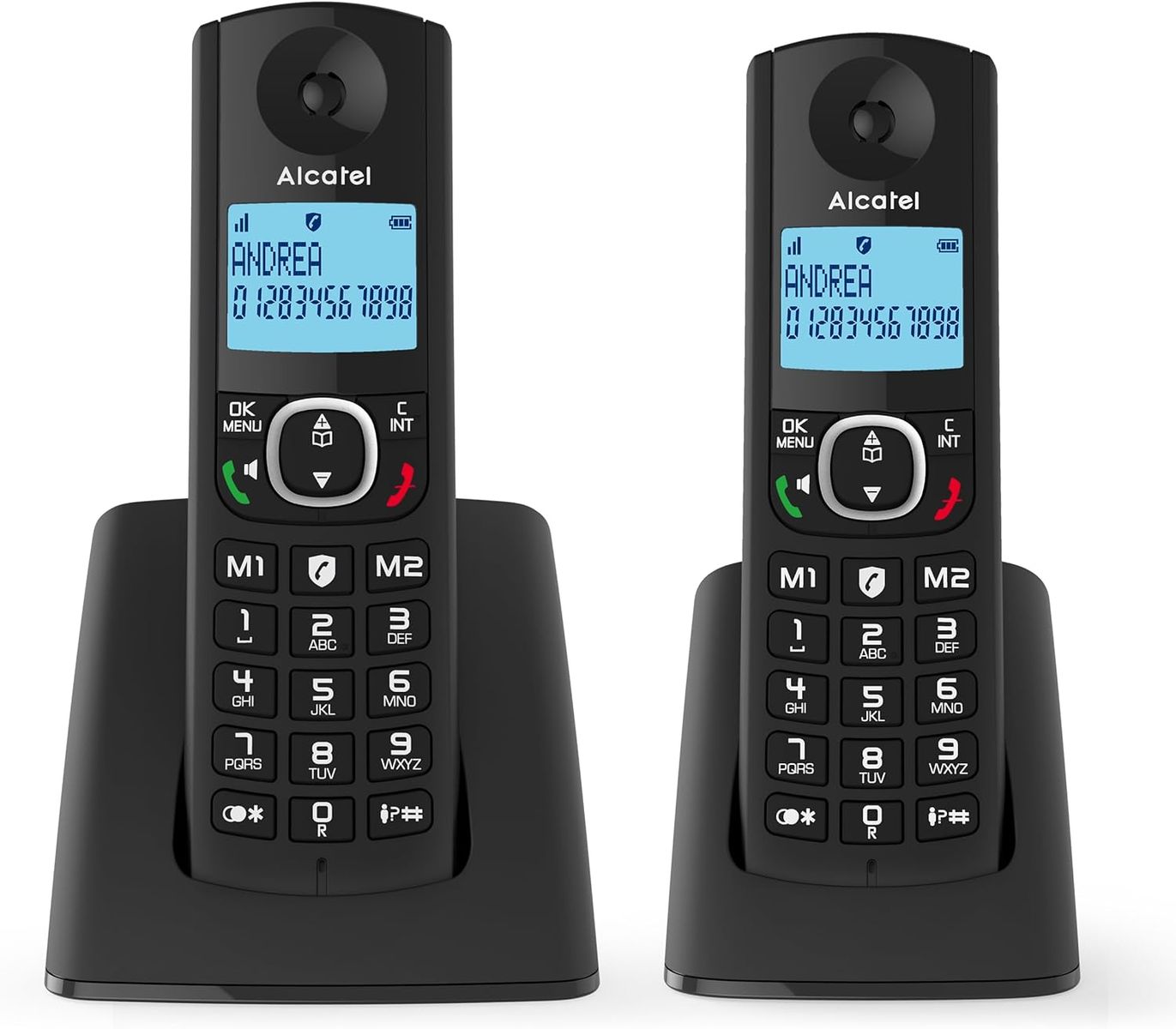 Alcatel F530 Duo Black - Schnurloses Telefon mit erweiterter Anrufsperre, Freisprechfunktion, großem Retro-Display, VIP-Klingeltönen und 10 Anrufmelodien, Schwarz