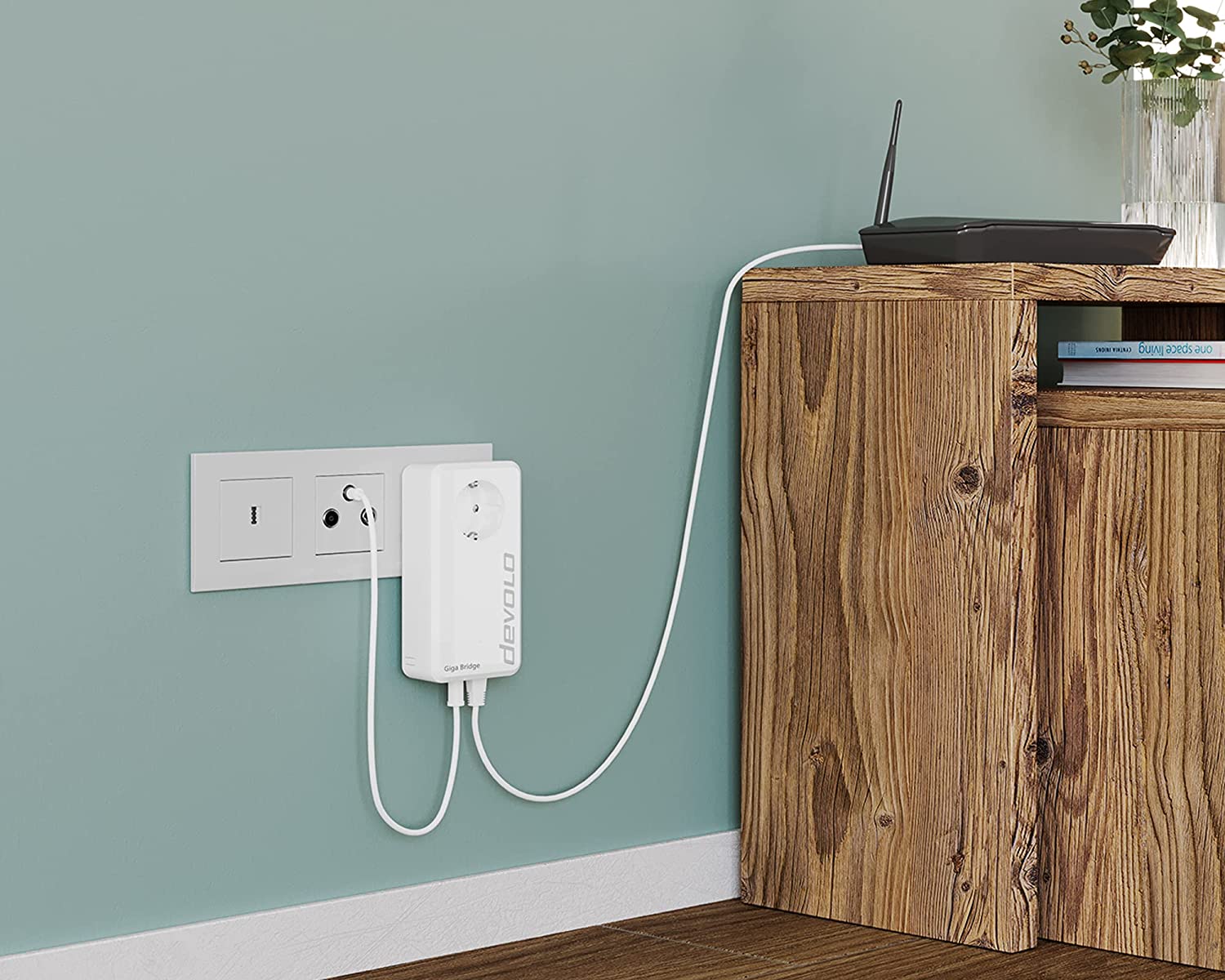Devolo Giga Bridge Koaxial-Set, Glasfaserlösung, Glasfasernetzabschluss (ONT) mit dem Router verbinden, Glasfaser im Haus verlegen, Glasfaser-Kabel, weiß, 07114, White für Koaxleitung