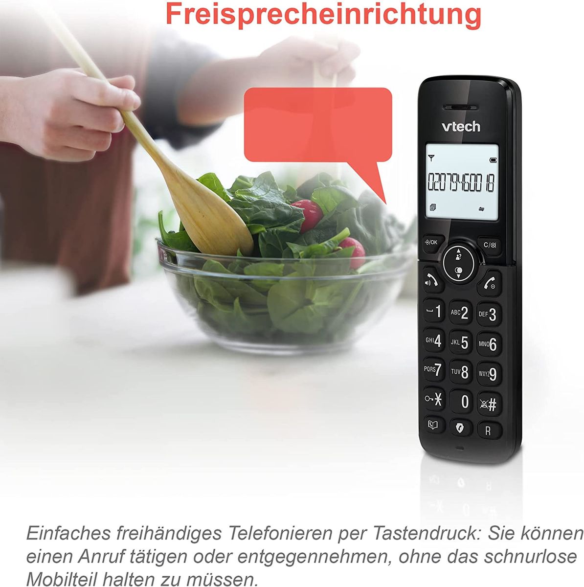 VTech CS2051 schnurloses Telefon Anrufbeantworter 2 Mobilteilen ECO+ Modus Festnetztelefon Anrufsperre Freisprechfunktion große Tasten zwei Zeilen Display VTech CS2051 schnurloses Telefon Anrufbeantworter 2 Mobilteilen ECO+ Modus Festnetztelefon Anrufsperre Freisprechfunktion große Tasten zwei Zeilen Display