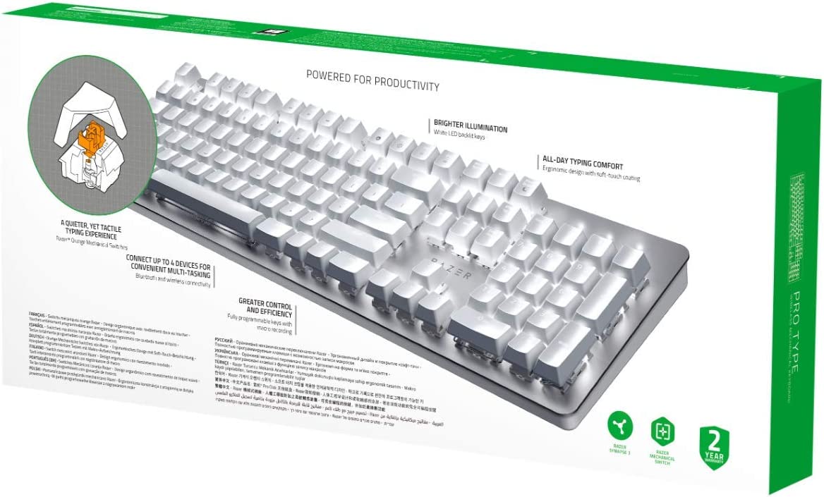 Razer Pro Type Office Keyboard Dual Wireless Orange Switches USA Layout QWERTY ANSI