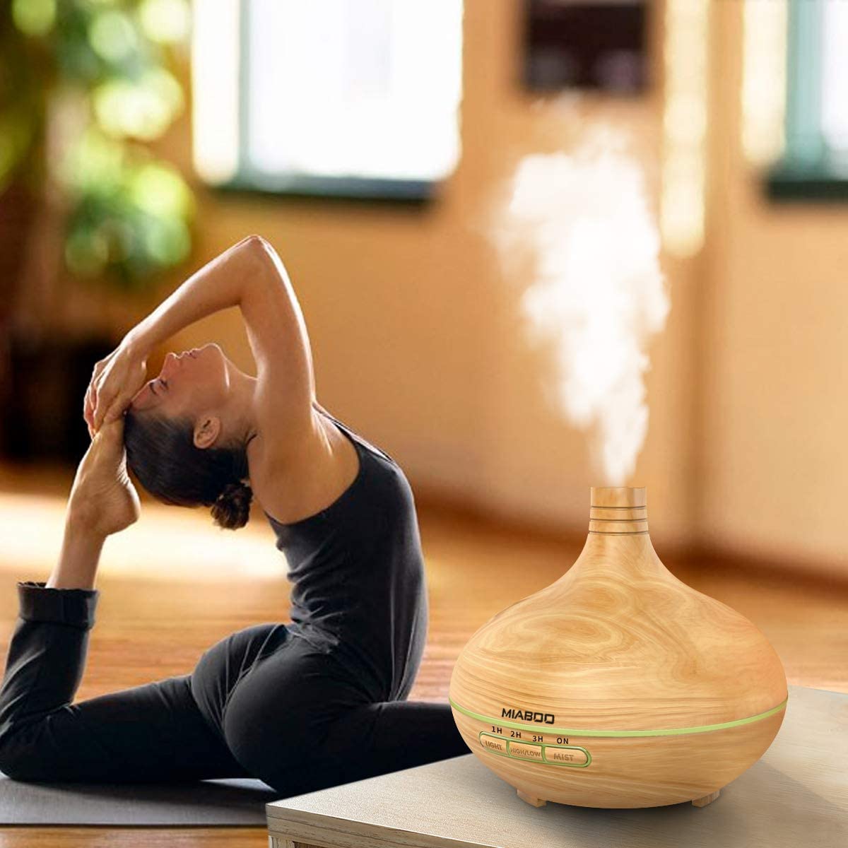 MIABOO Aroma Diffuser 300 ml Humidifier Ultrasonic Ultra Quiet Adjustable Mist Mode Diffuser Aromatherapy Essential Oil Diffuser LED Colour Changing for Babies Bedroom Office etc