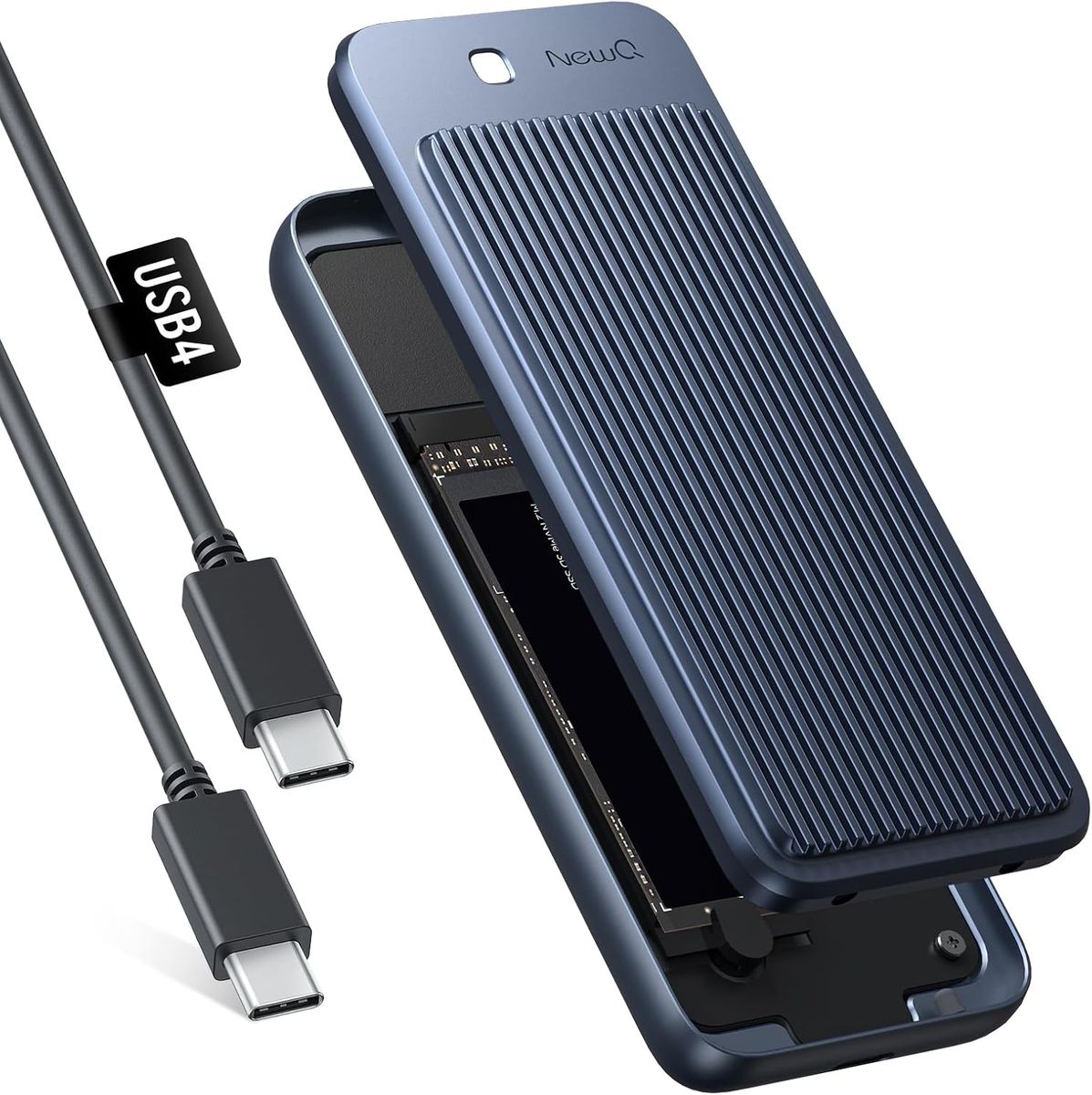 NEWQ HS01 40Gbps M.2 NVMe SSD-Gehäuse, USB4/Thunderbolt 4/3, werkzeuglos, 2230-2280 kompatibel, Aluminium-Kühlkörper, Blau, für Mac Mini M4/Pro, M1/M2 Pro/Max